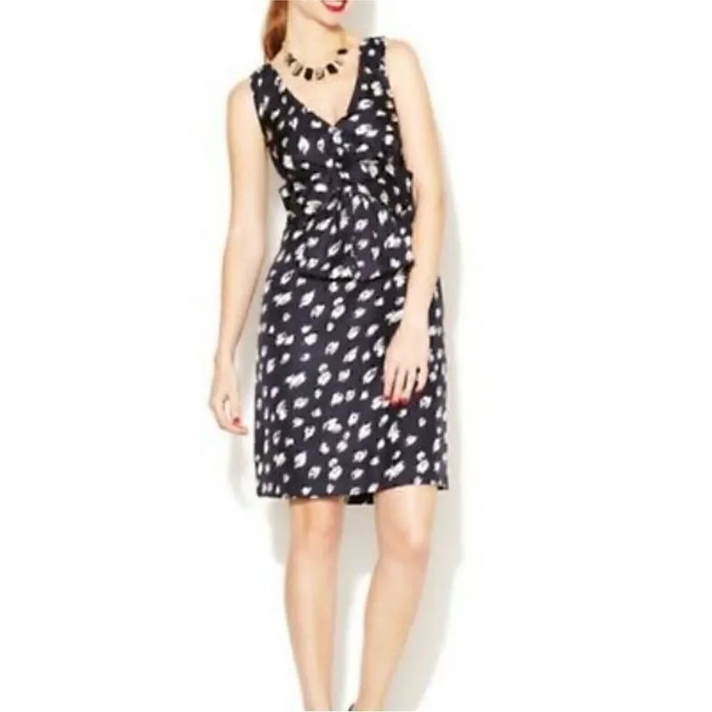 Kate Spade Blue & White 100% Silk Dress Bow Detail sz 4